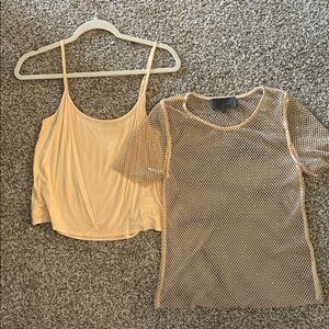 Sunday in Brooklyn Tan Camisole and Mesh Top Duo